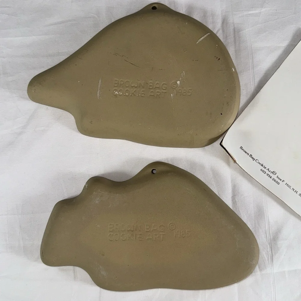 Brown Bag Cookie Art Vintage Ceramic Dinosaur Cookie Mold x2
